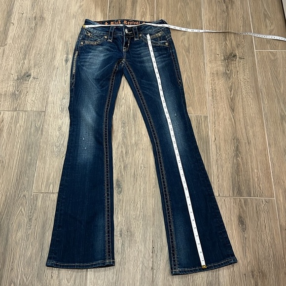 Vintage Rock Revival Jeans Women’s Size 25 Gwen Boot Distressed Buckle Y2K Blue - Picture 9 of 16